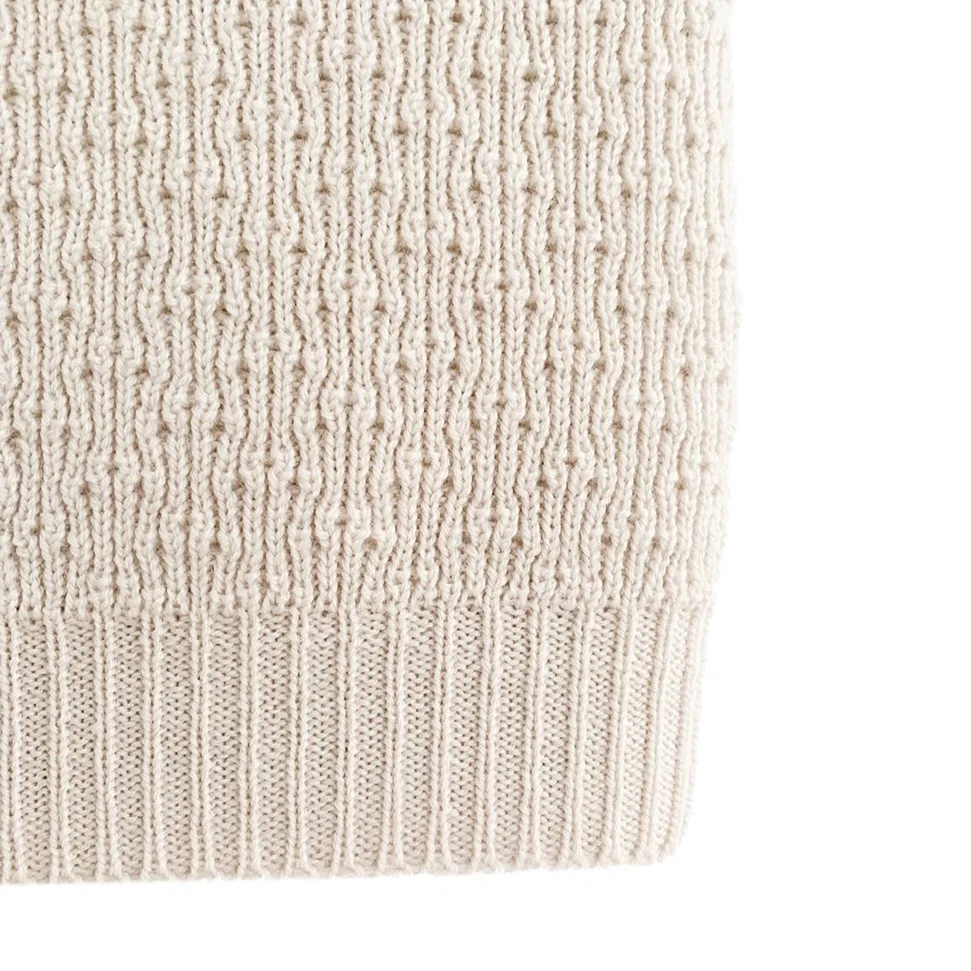 Dora Merino Wool Winter Knit Baby Blanket (Off White) - Image 5