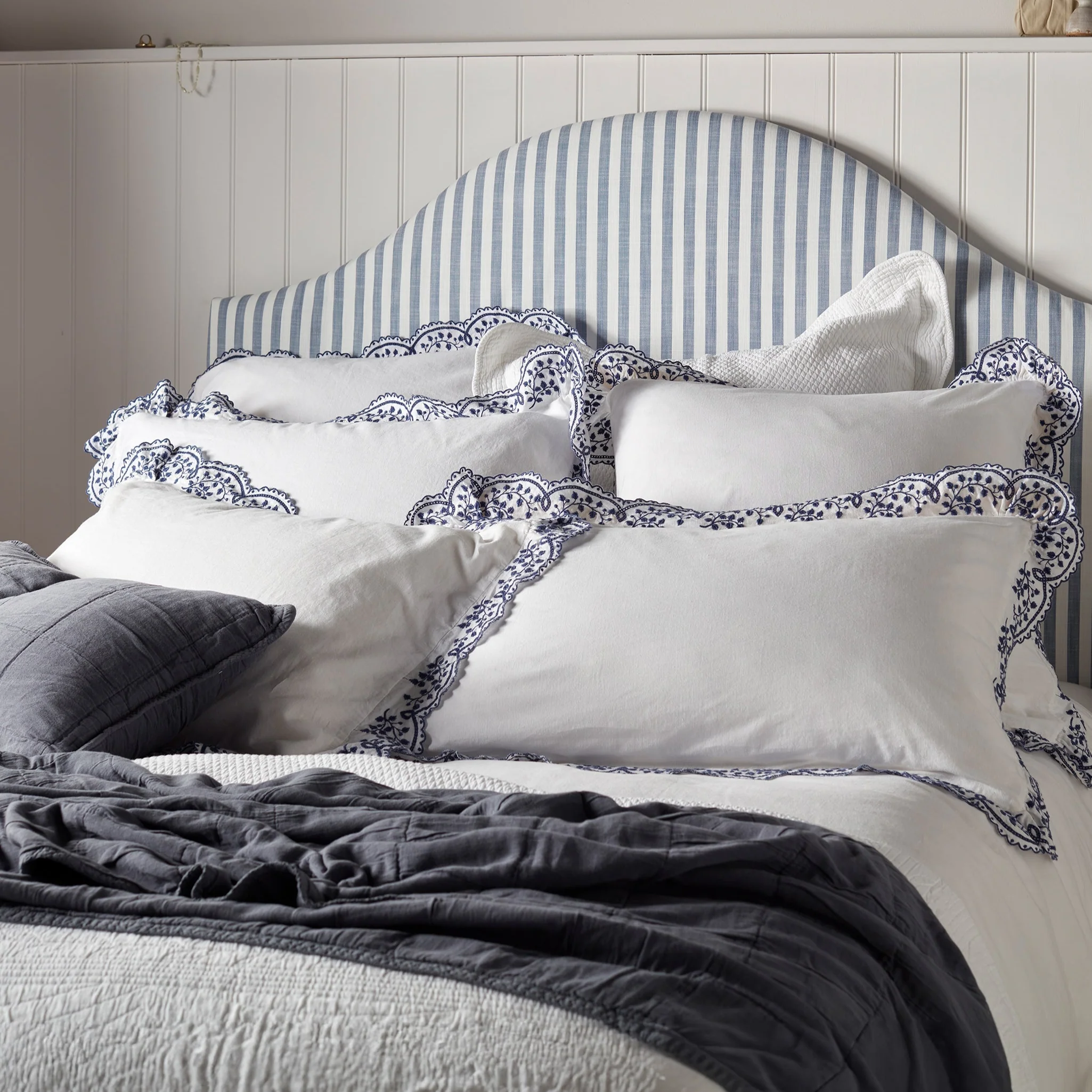 Blue Elsie Cotton Linen Pillowcase - Image 3