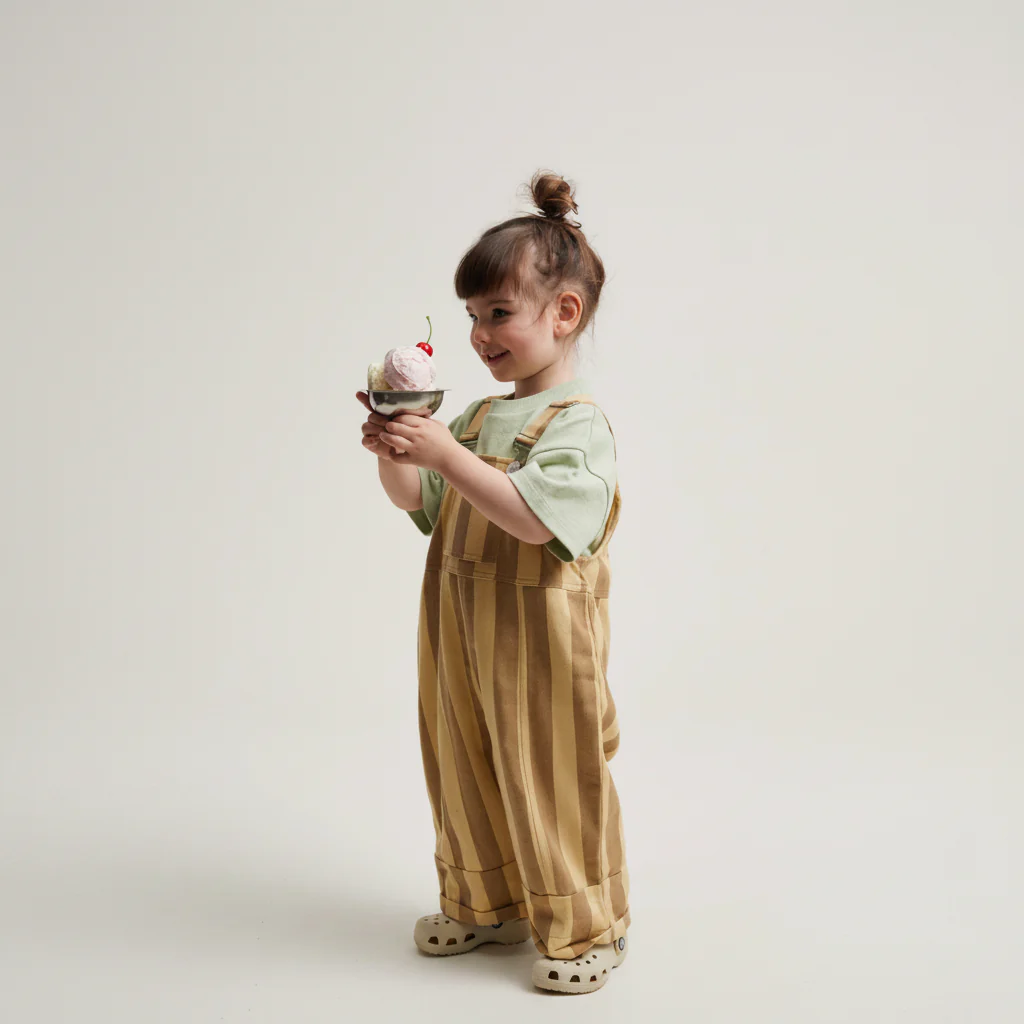 Blythe Banoffee Stripe Cotton Dungarees - Image 11