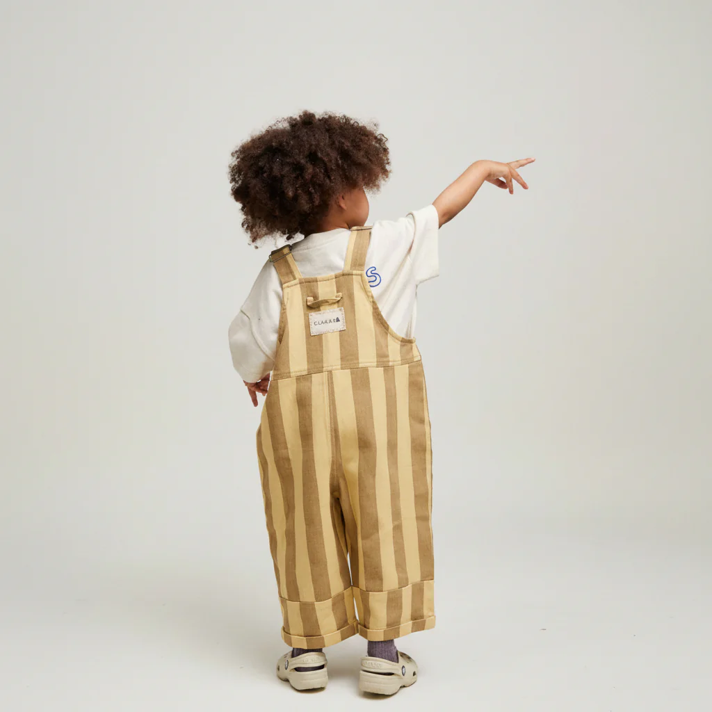 Blythe Banoffee Stripe Cotton Dungarees - Image 3