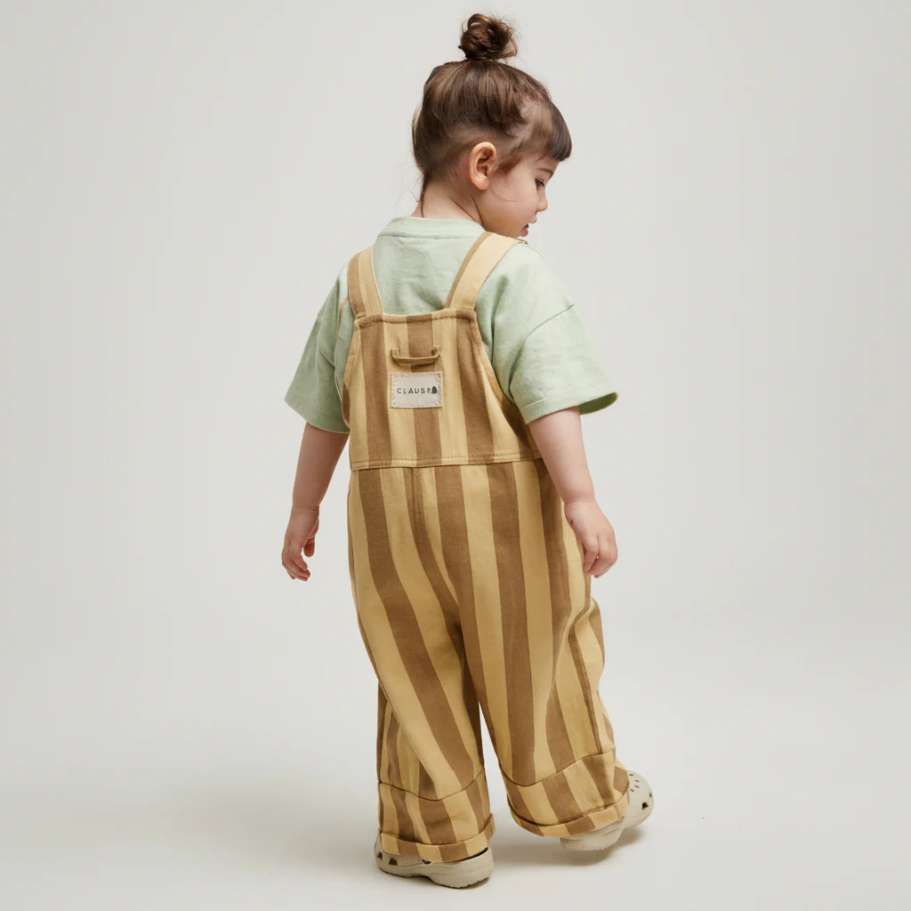 Blythe Banoffee Stripe Cotton Dungarees - Image 4