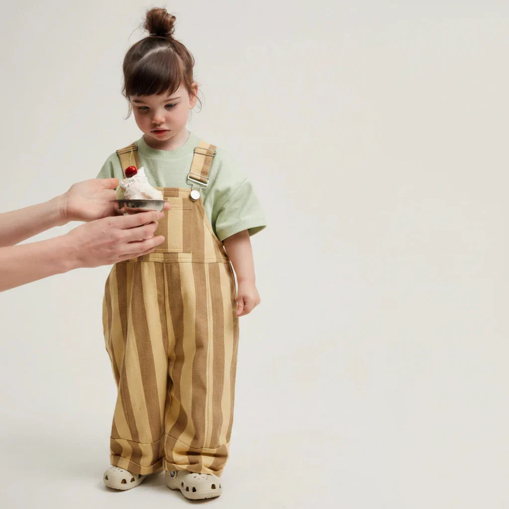 Blythe Banoffee Stripe Cotton Dungarees - Image 6