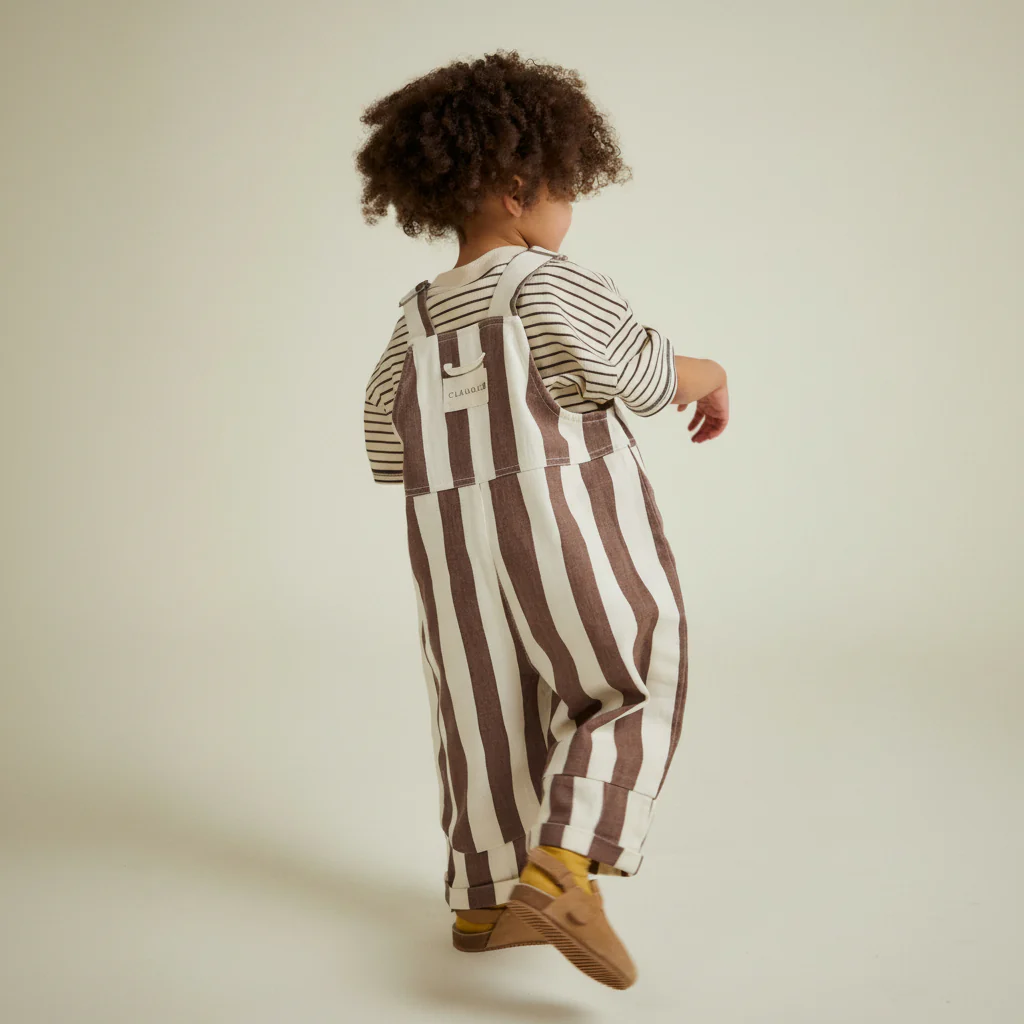 Blythe Choco Stripe Cotton Dungarees - Image 3