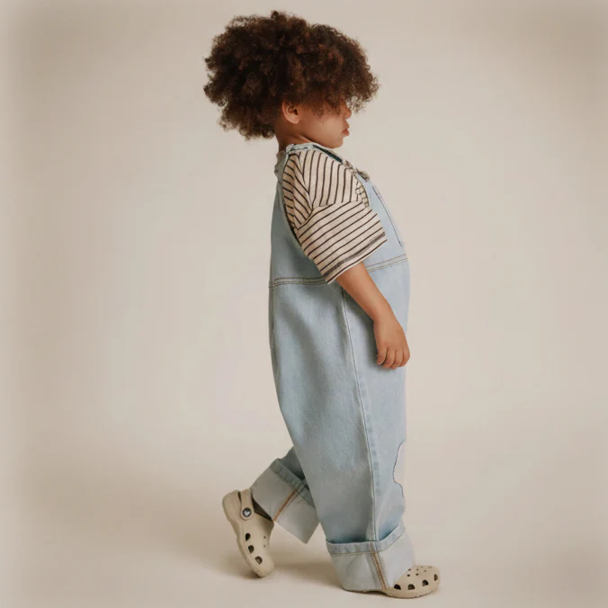 Blythe Egg Patch Denim Cotton Dungarees - Image 3