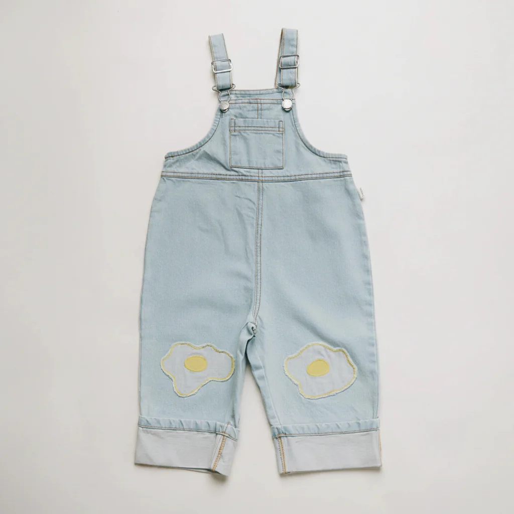 Blythe Egg Patch Denim Cotton Dungarees - Image 9