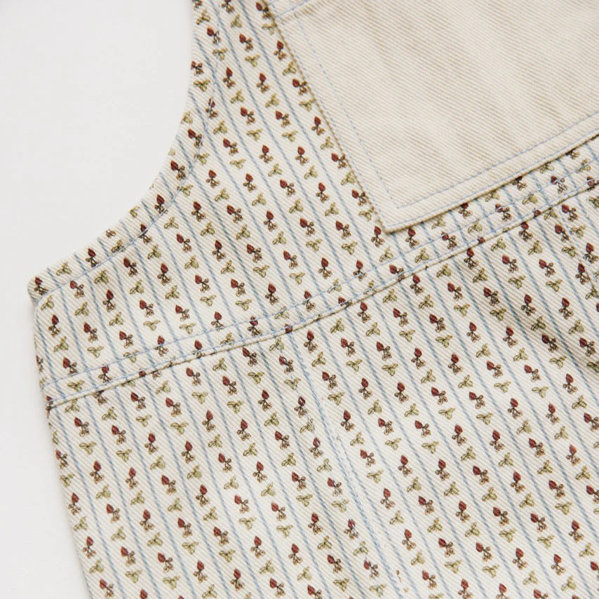 Blythe Radish Print Stripe Cotton Dungarees - Image 7