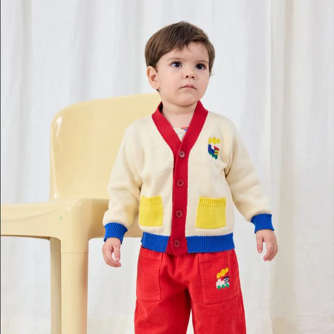 Bobo Choo Choo Cotton V Neck Block Colour Cardigan - Image 4