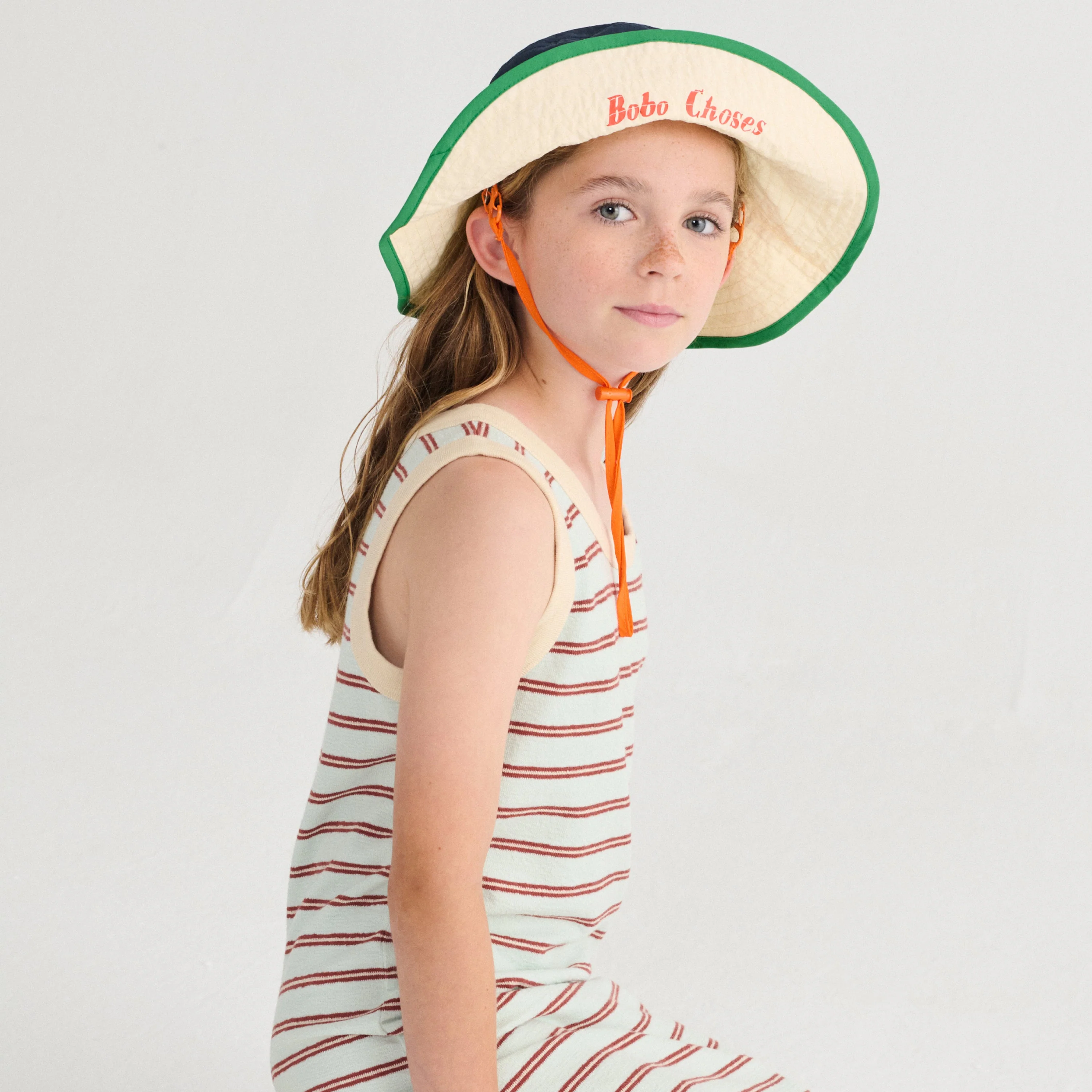 Bobo Choses Block Colour Bucket Hat (Navy Blue) - Image 4