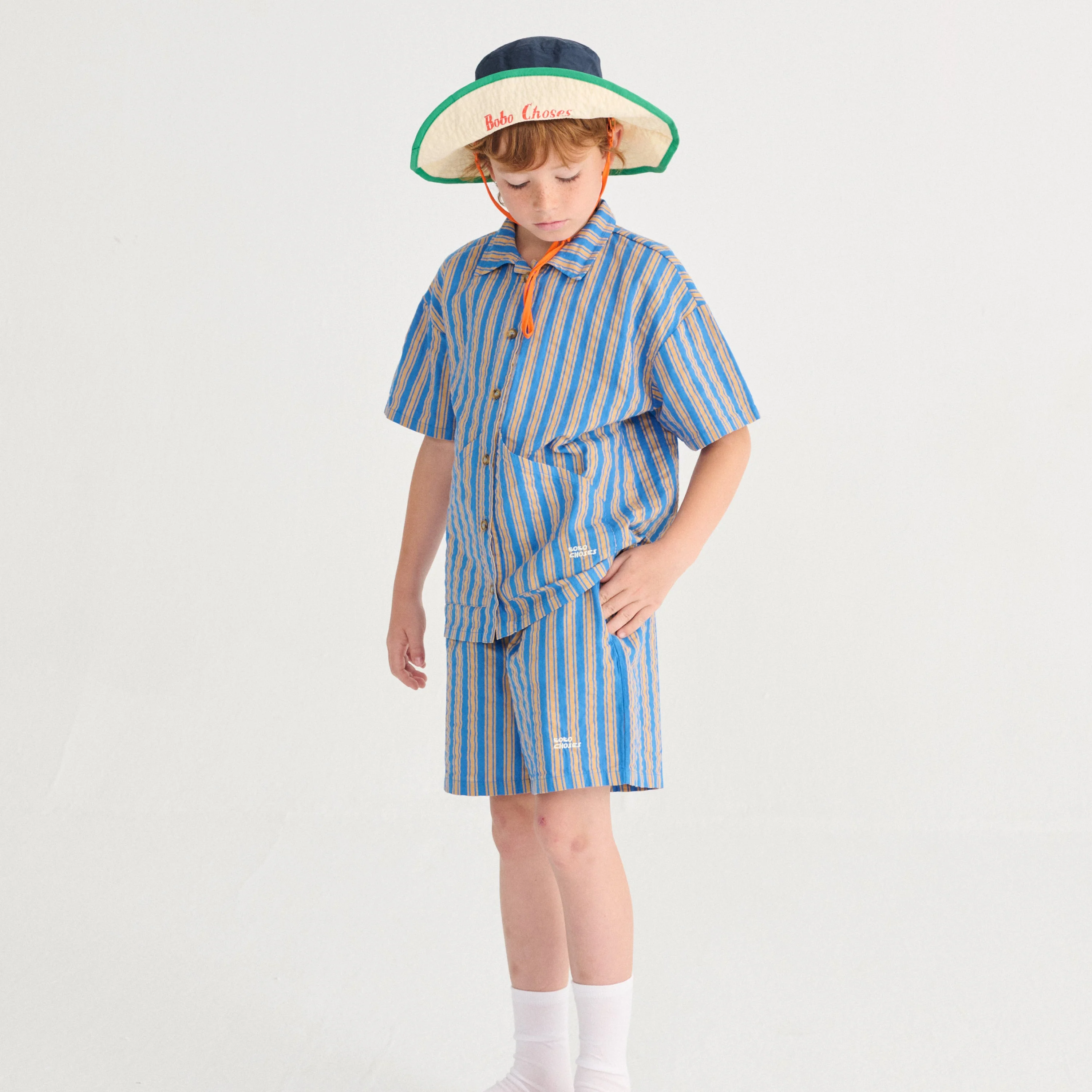 Bobo Choses Block Colour Bucket Hat (Navy Blue) - Image 6