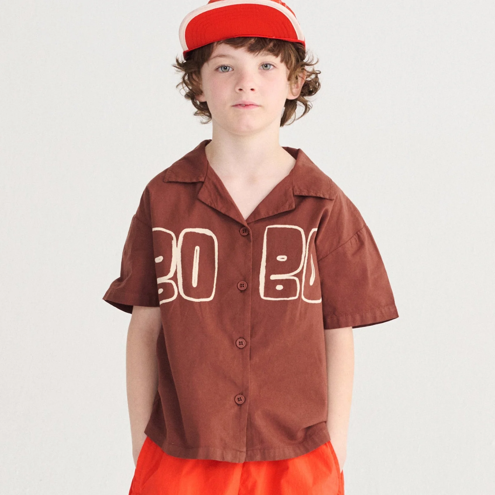 Bobo Choses Cotton Woven Short Sleeved Shirt (Brown) - Image 10