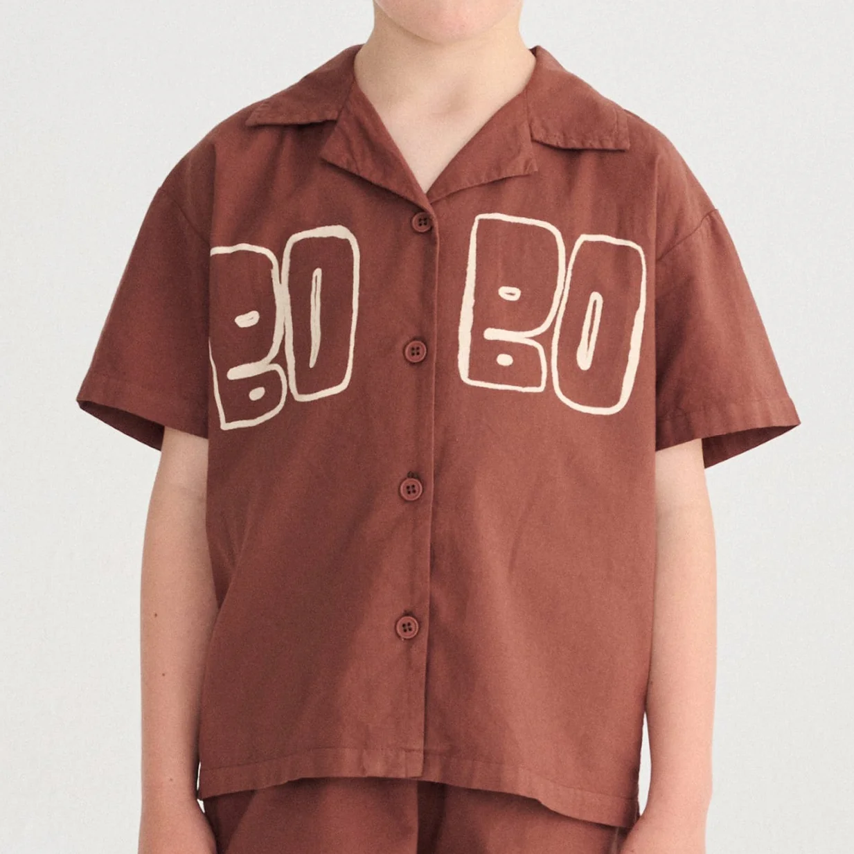 Bobo Choses Cotton Woven Short Sleeved Shirt (Brown) - Image 4