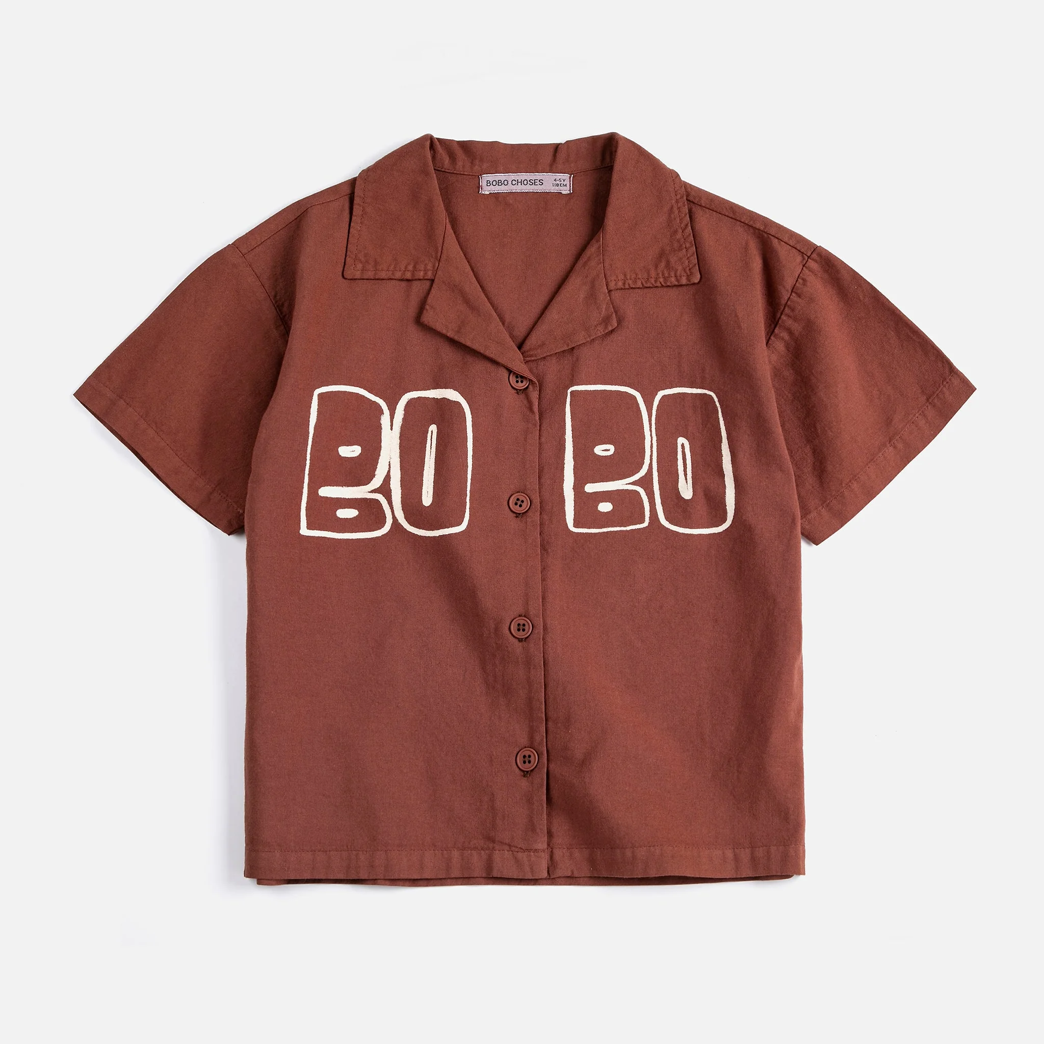 Bobo Choses Cotton Woven Short Sleeved Shirt (Brown) - Image 6