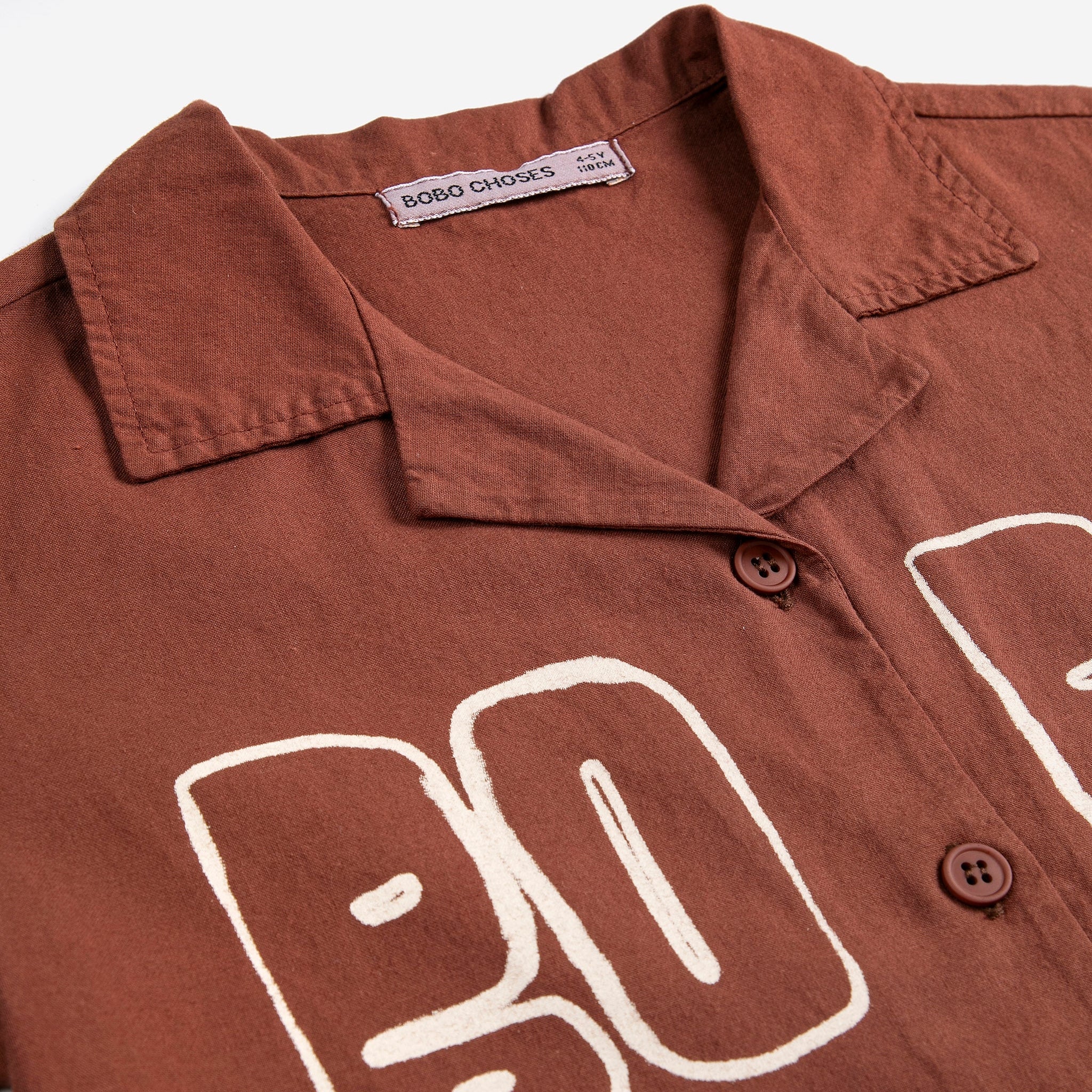 Bobo Choses Cotton Woven Short Sleeved Shirt (Brown) - Image 7