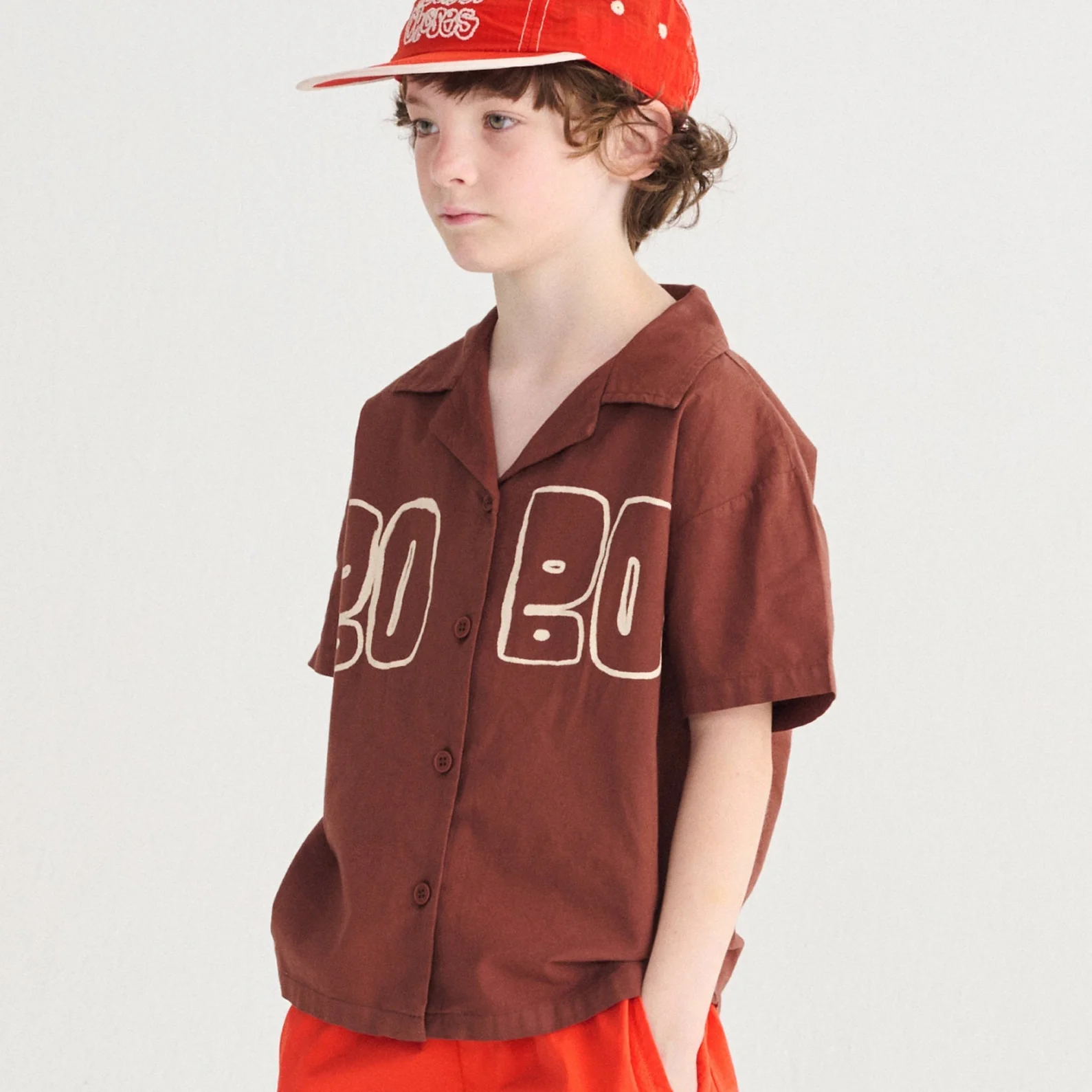Bobo Choses Cotton Woven Short Sleeved Shirt (Brown) - Image 9