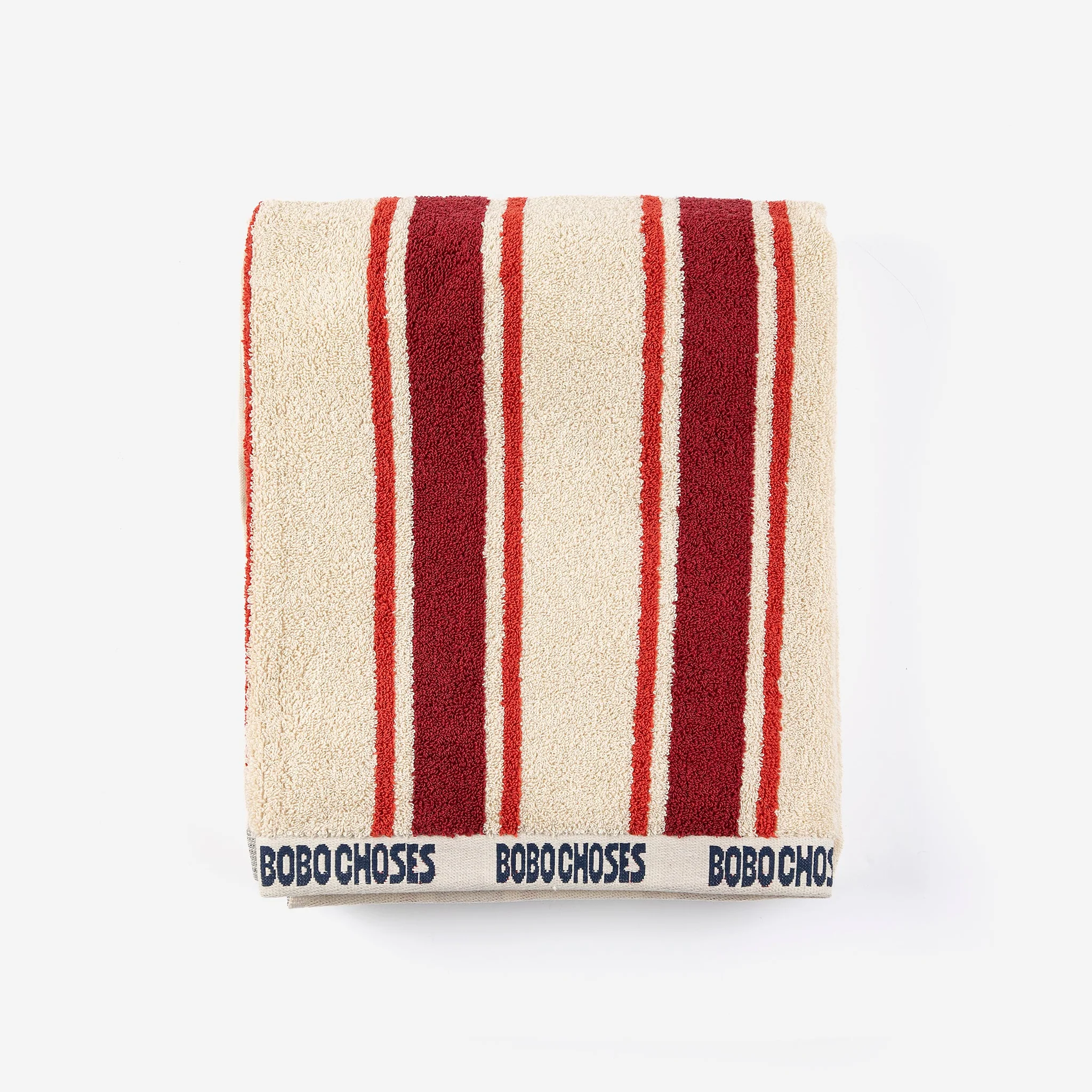 Bobo Choses Red Striped Cotton Beach Towel - Image 4