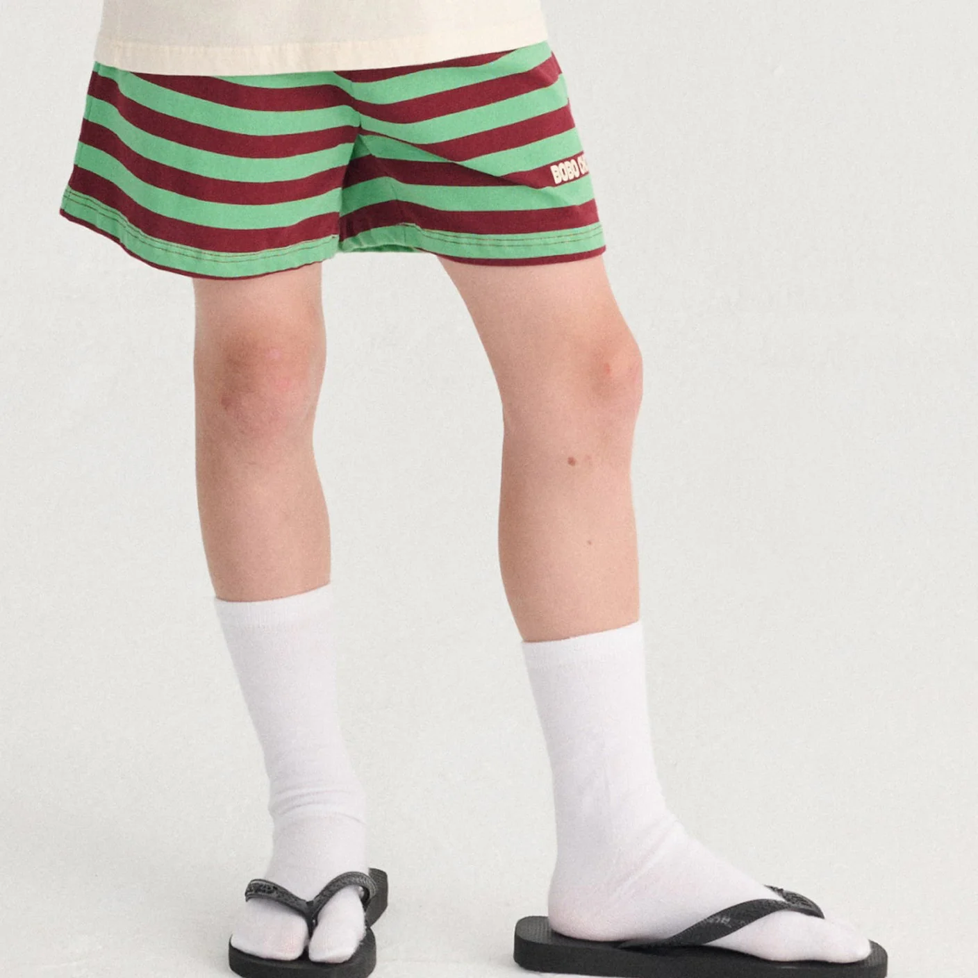Bobo Choses Stripes Cotton Shorts (Green) - Image 2