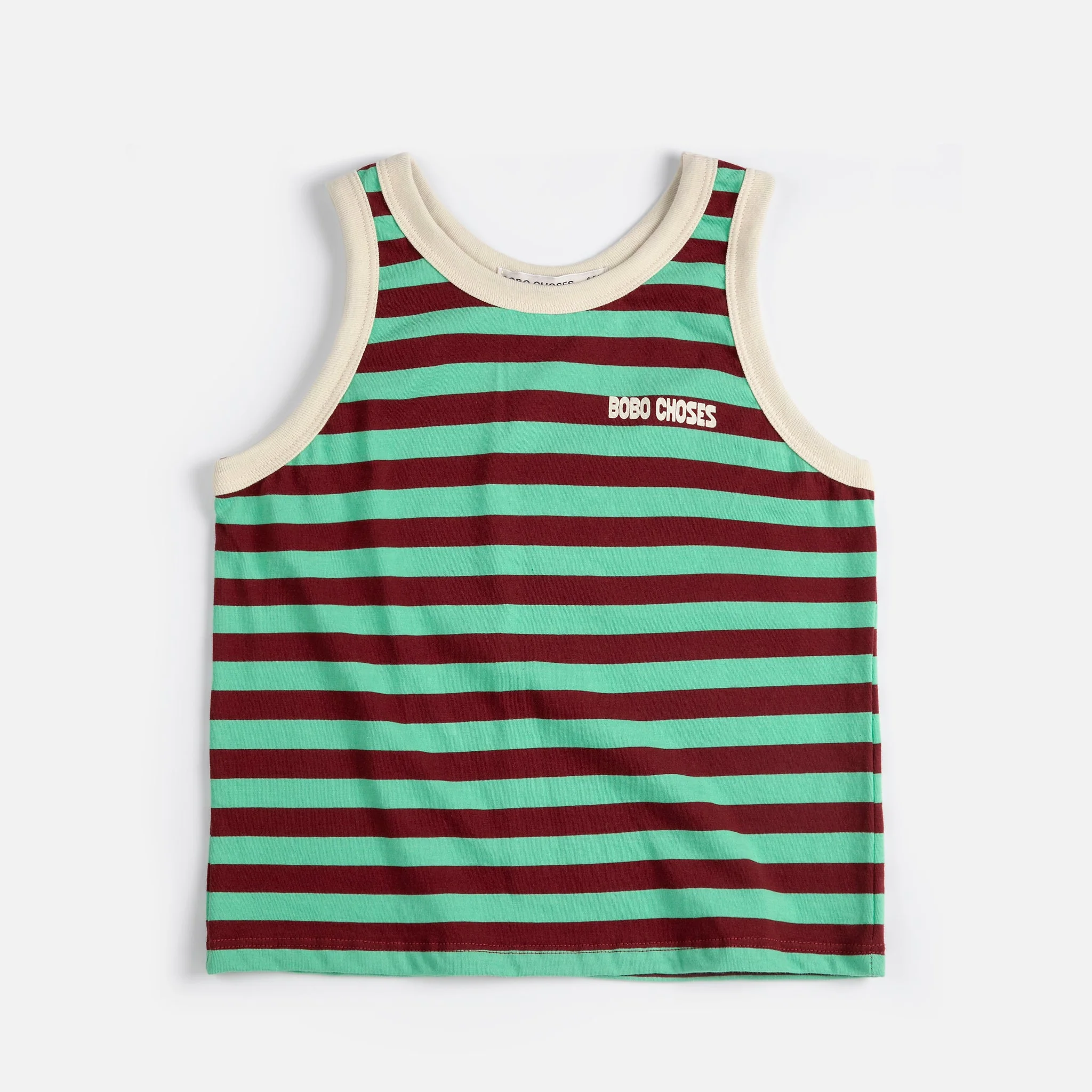 Bobo Choses Stripes Cotton Tank Top (Green) - Image 3