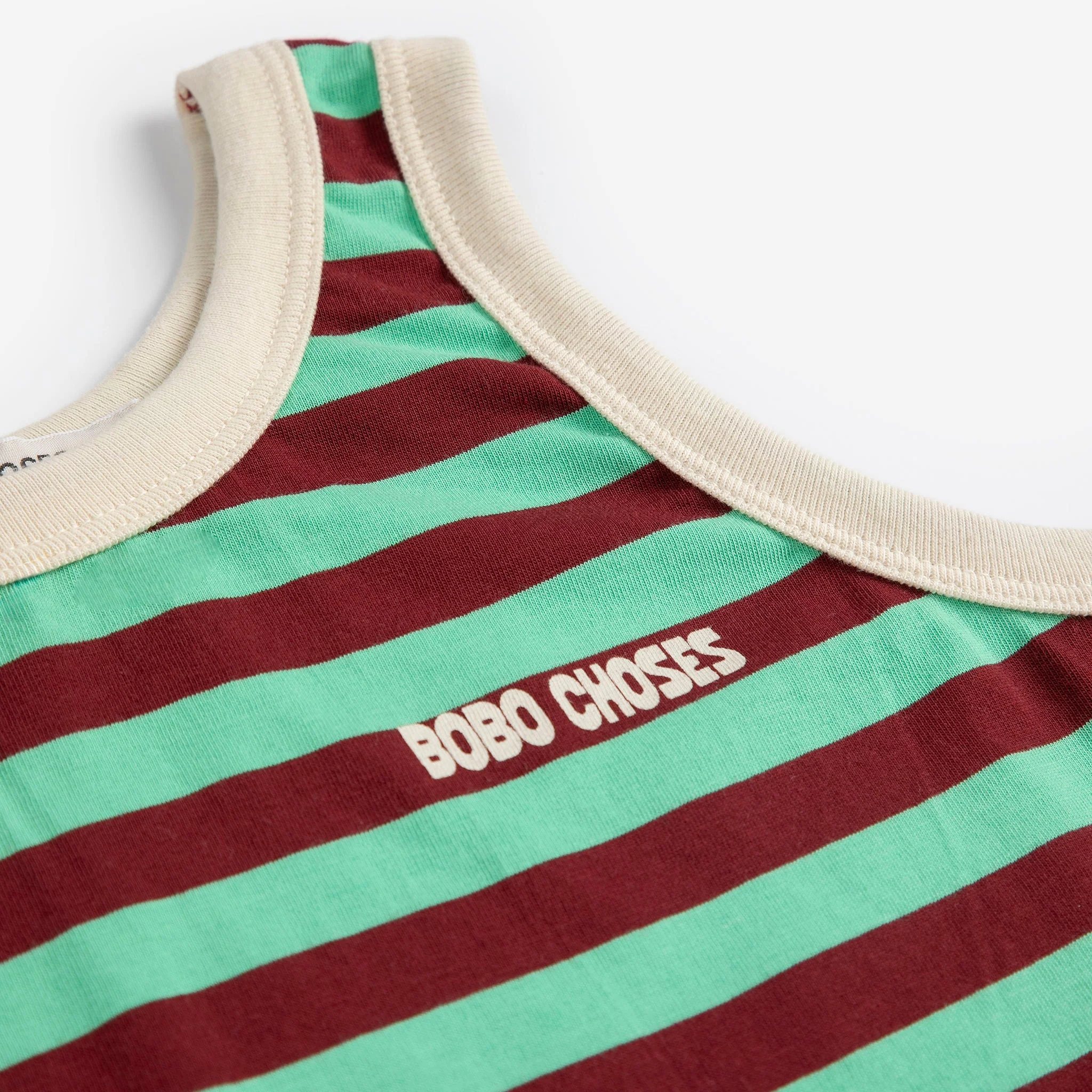 Bobo Choses Stripes Cotton Tank Top (Green) - Image 4