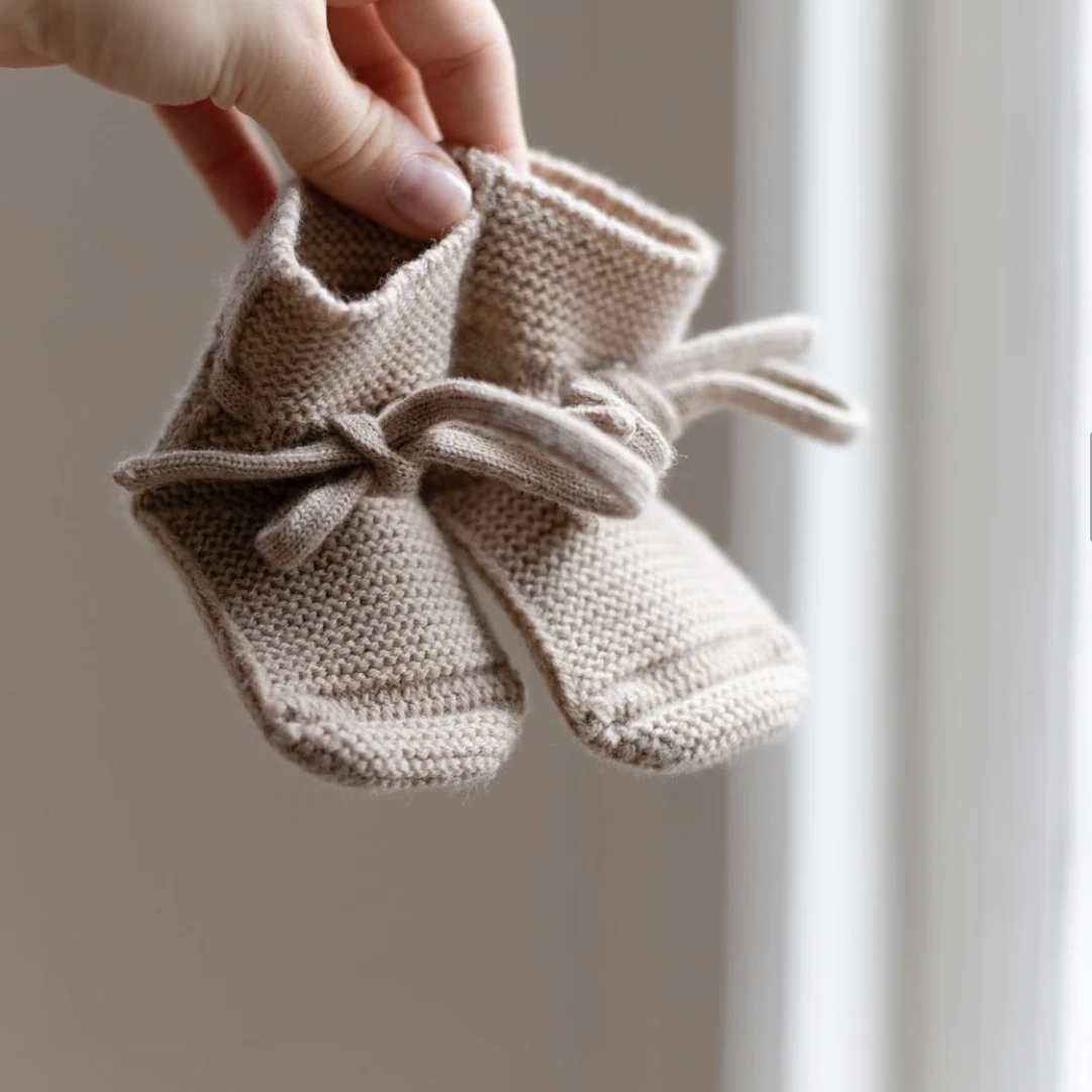 Merino Wool Baby Booties (Sand) - Image 2