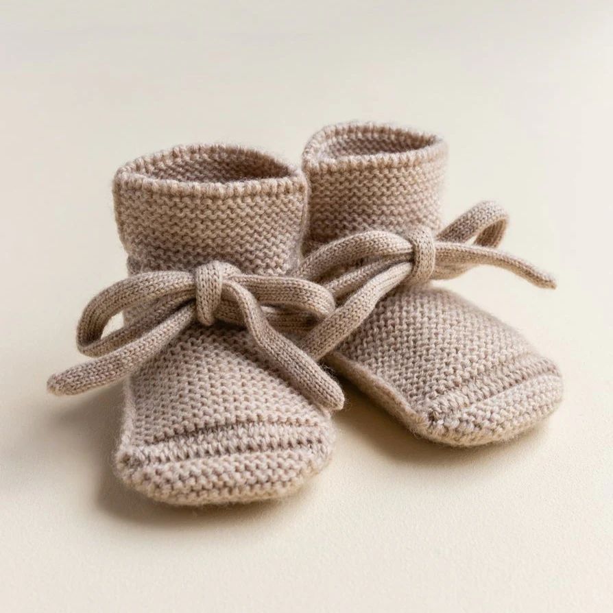 Merino Wool Baby Booties (Sand) - Image 3