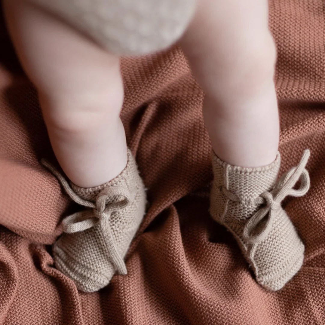 Merino Wool Baby Booties (Sand) - Image 6