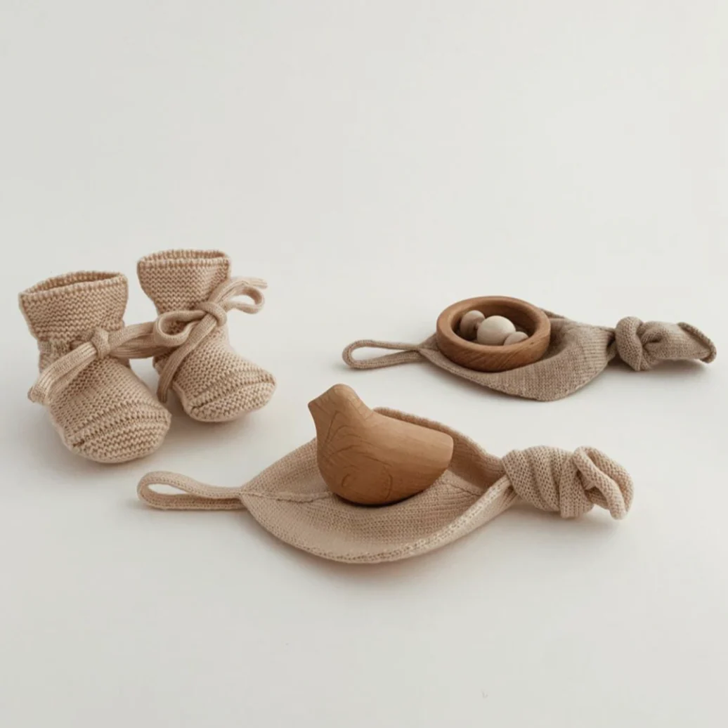 Merino Wool Baby Booties (Sand) - Image 7