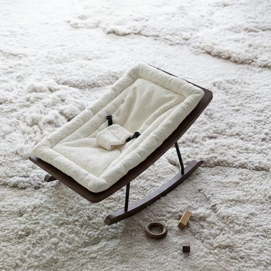 Boucle Cream Rocking Baby Bouncer