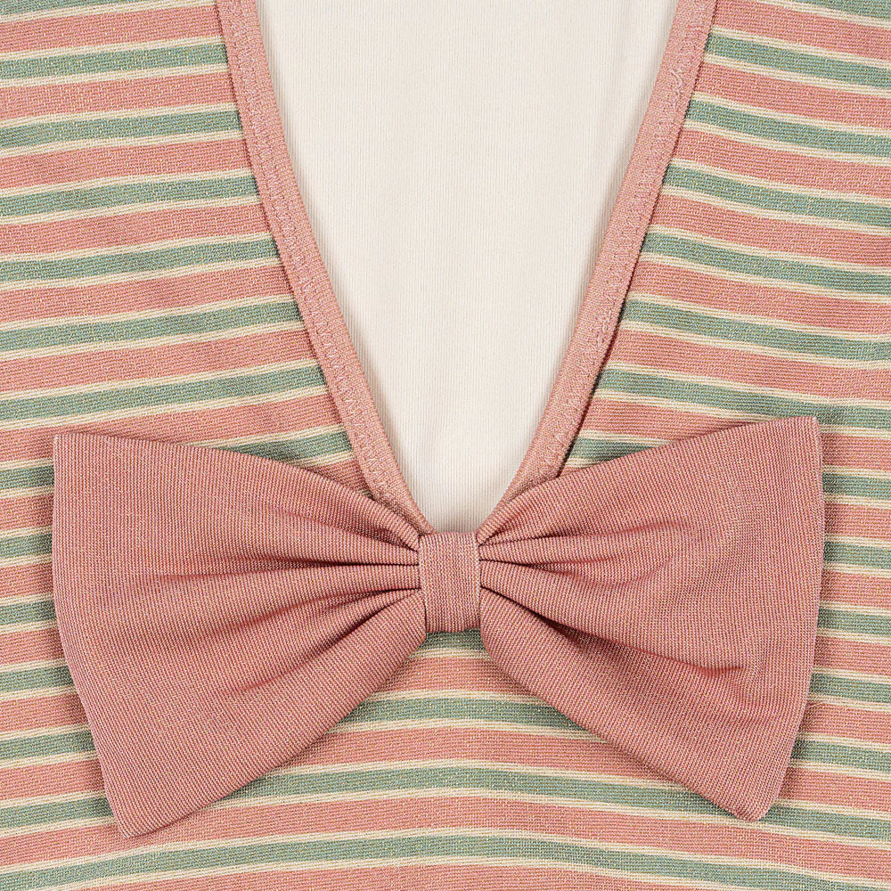 Bowwow Striped V-Shaped Bow Back Swimsuit (Blush Stripe) - Image 7