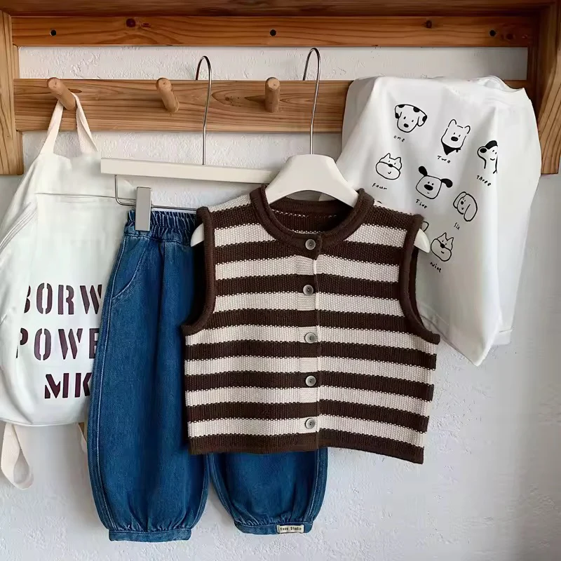 Carlito Chocolate Stripe Button Down Knit Vest - Image 8
