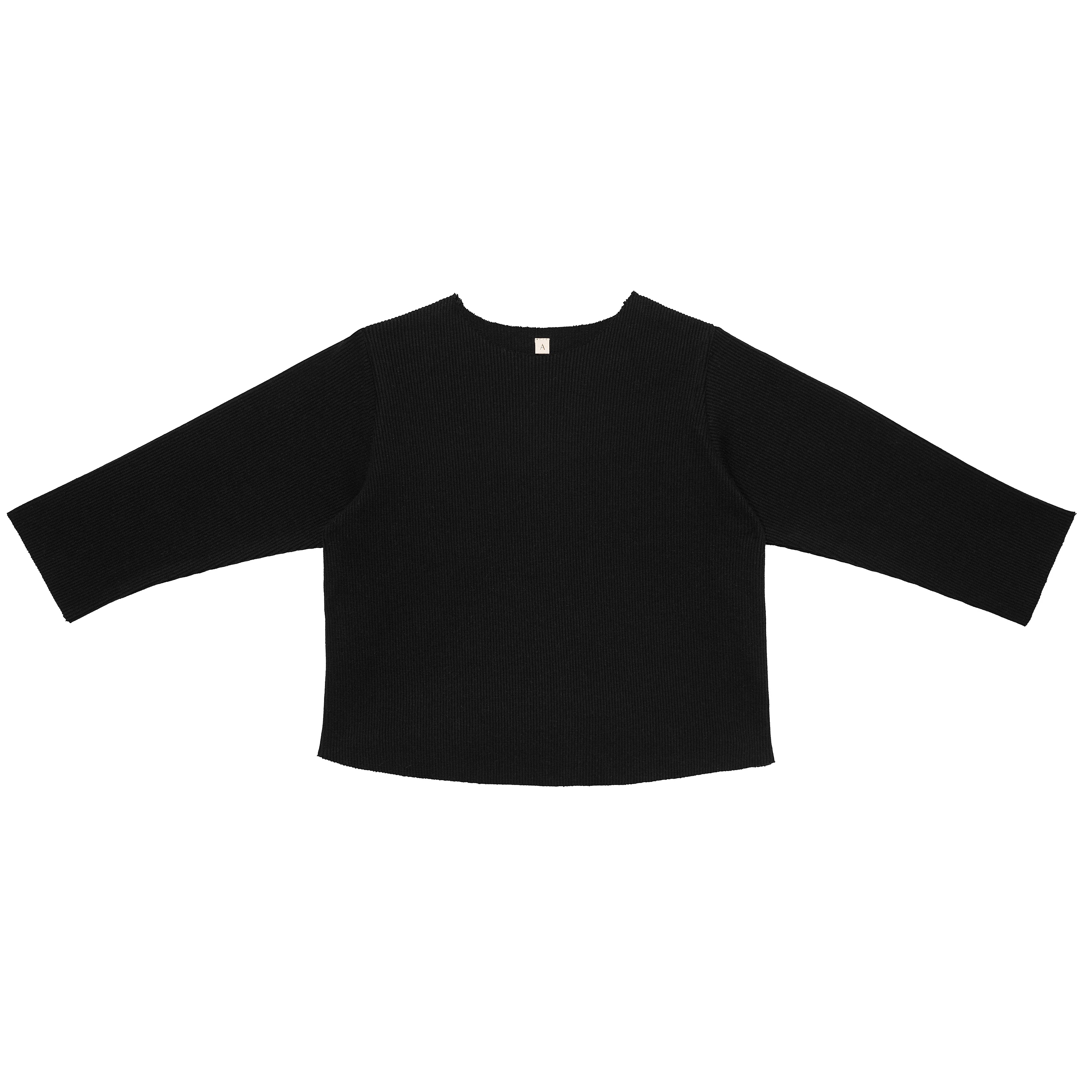Cassius Organic Cotton Raw Neck Modern Sweatshirt  (Black) - Image 3
