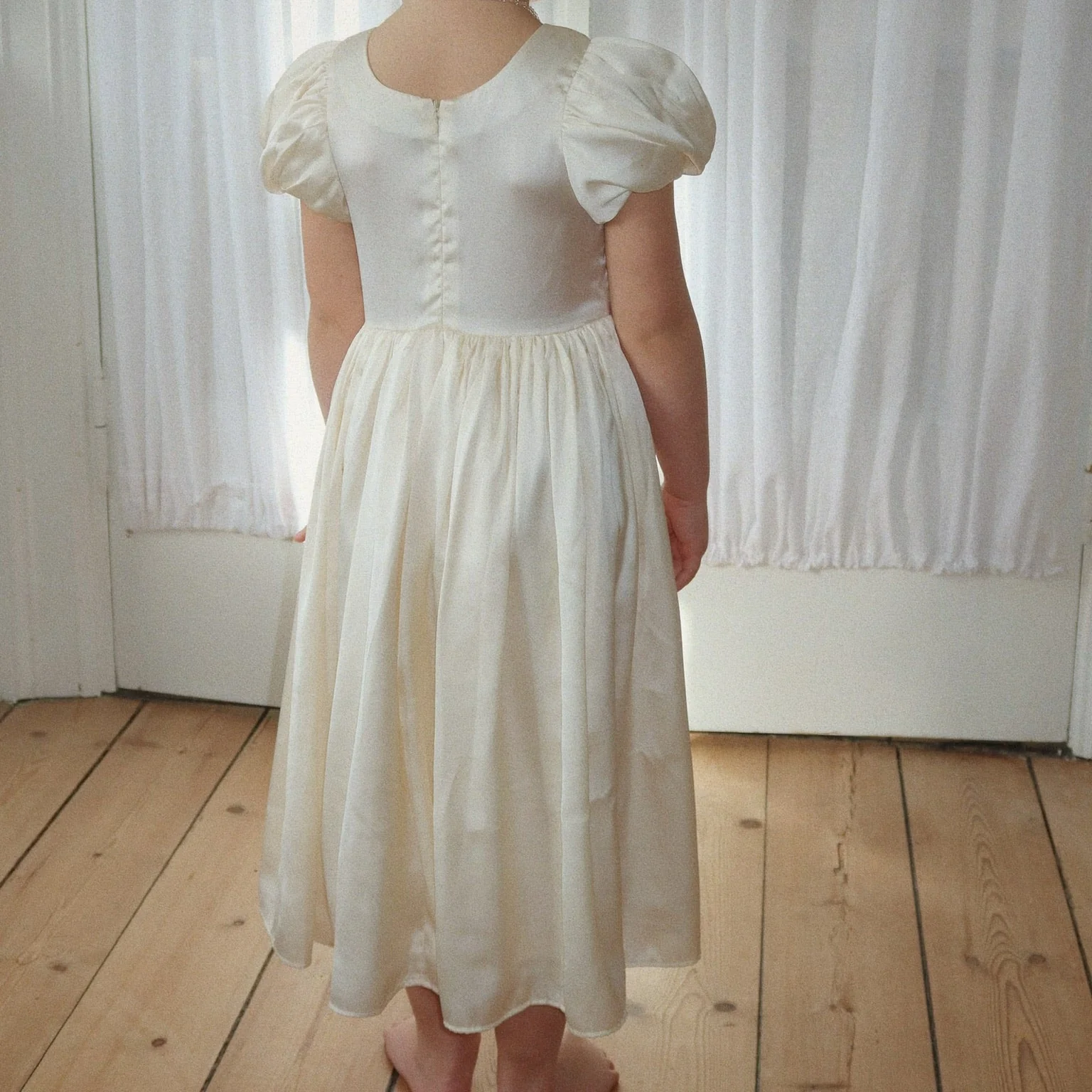Celeste Puff Sleeve Longline Occasion Dress (Shortbread) - Image 2