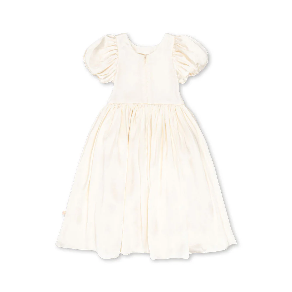 Celeste Puff Sleeve Longline Occasion Dress (Shortbread) - Image 6