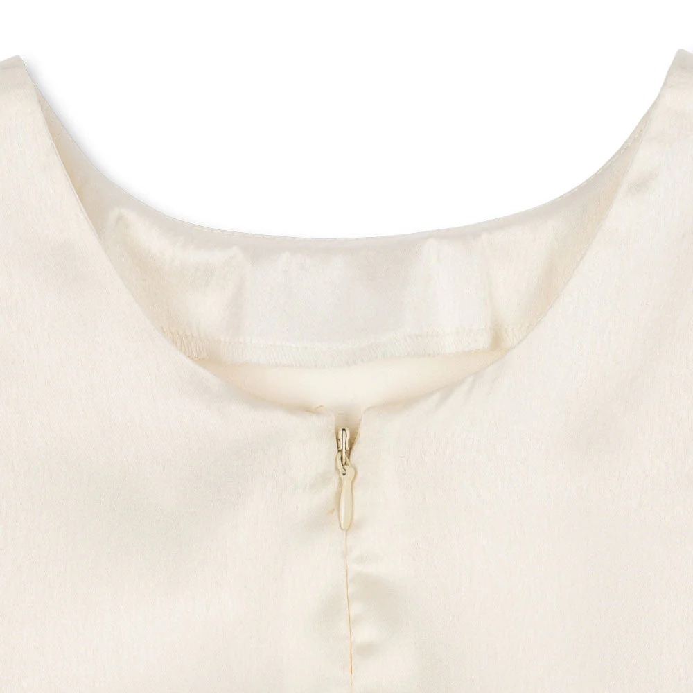Celeste Puff Sleeve Longline Occasion Dress (Shortbread) - Image 7