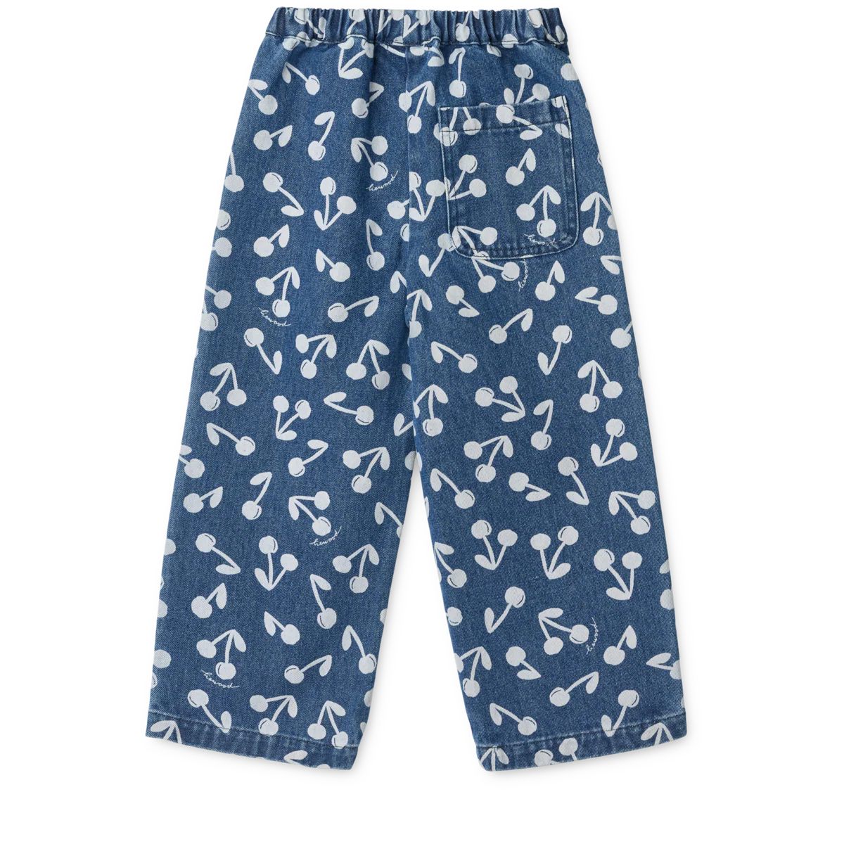 Cesar Cherry Blossom Print Denim Pants (Medium Blue) - Image 3