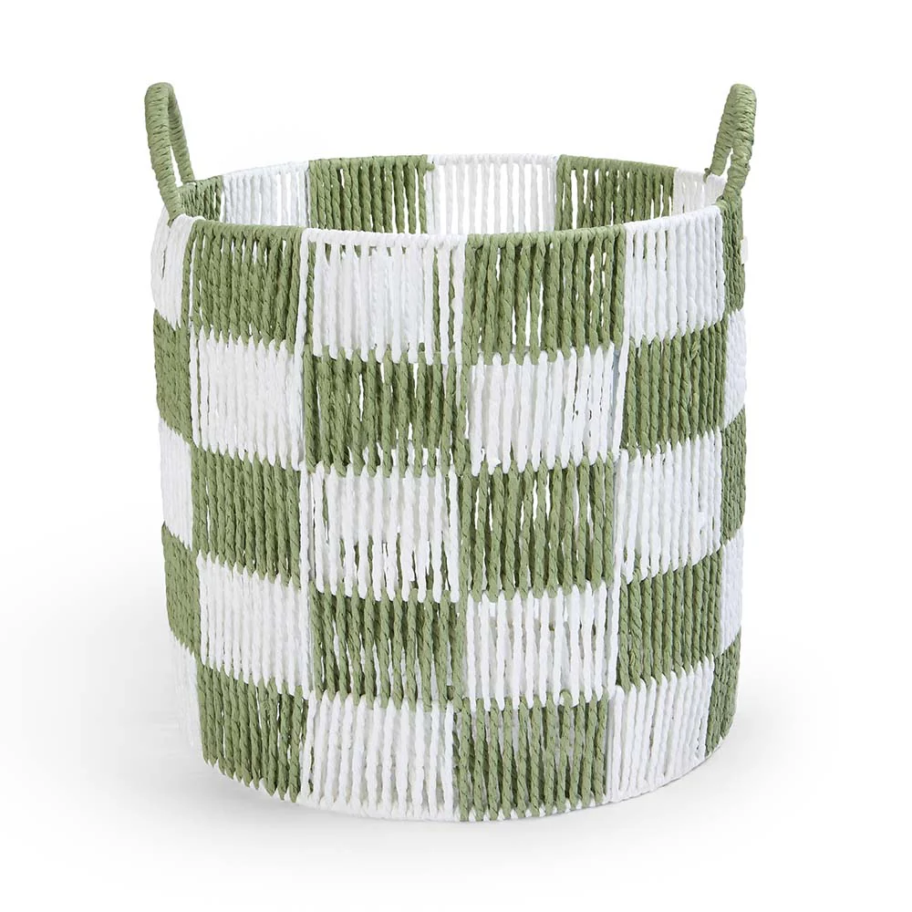 Checkerboard Large Storage Basket (Sage) - Image 2