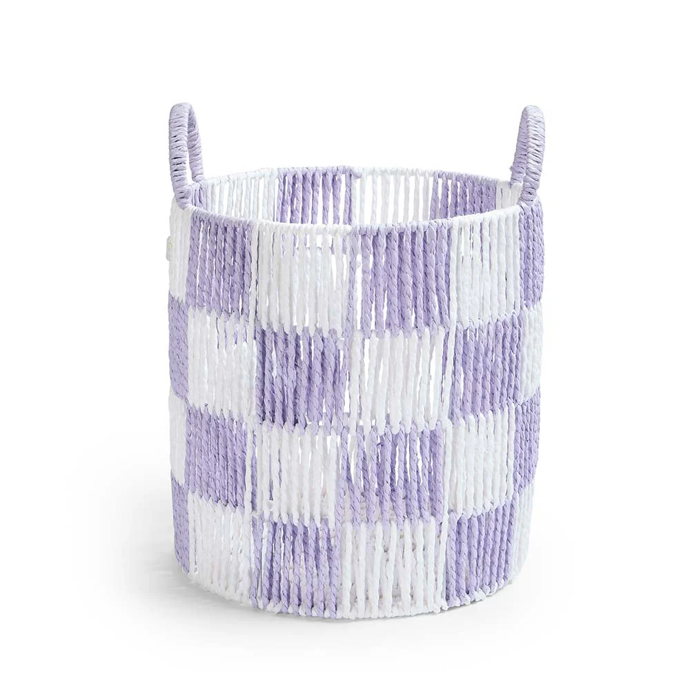 Checkerboard Medium Storage Basket (Lilac) - Image 2