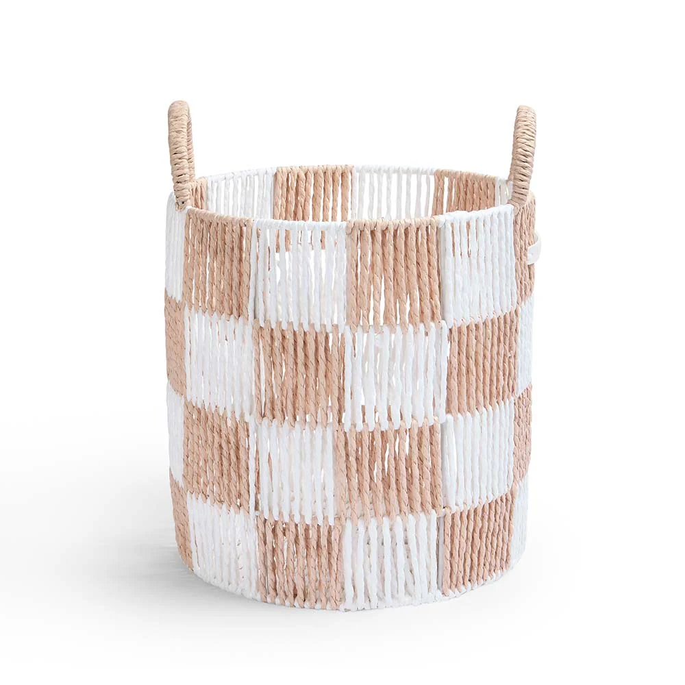 Checkerboard Medium Storage Basket (Nude) - Image 2