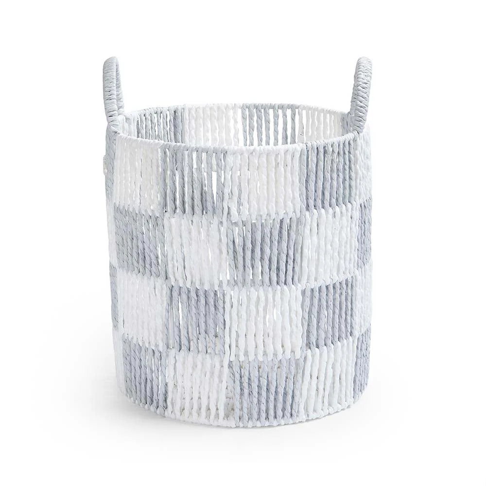 Checkerboard Medium Storage Basket (Powder Blue) - Image 2