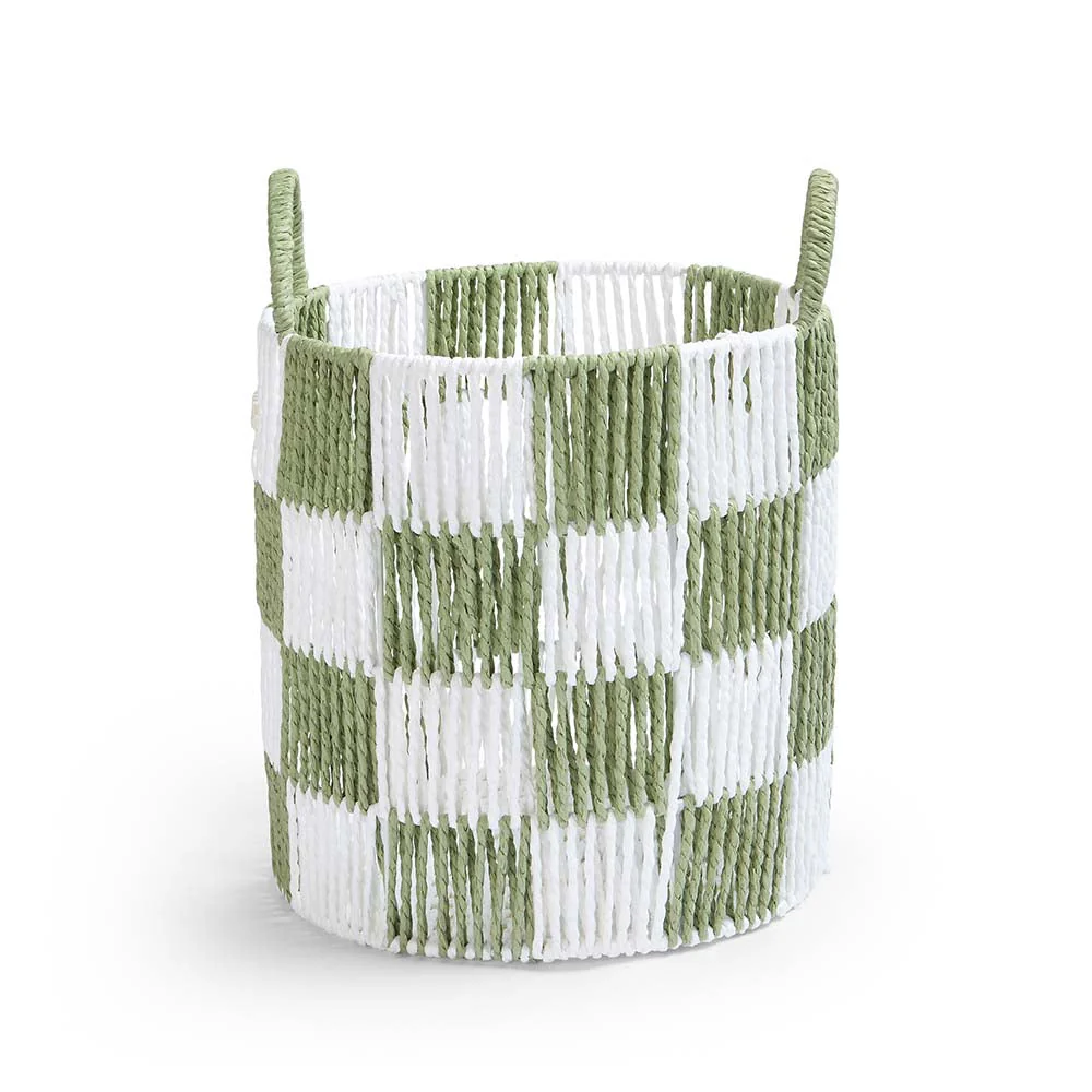 Checkerboard Medium Storage Basket (Sage) - Image 3