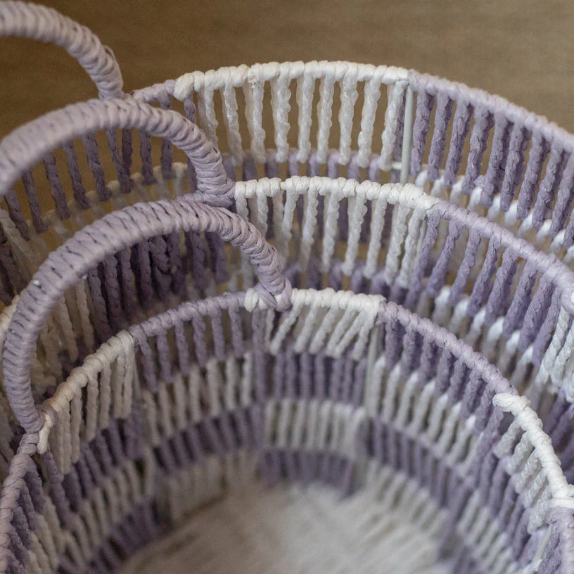 Checkerboard Storage Basket Set of 3 (Lilac) - Image 3