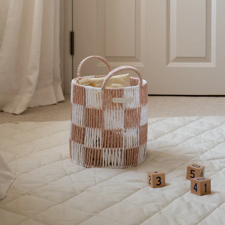 Checkerboard Small Storage Basket (Nude)