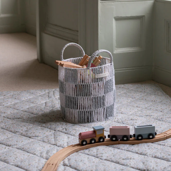 Checkerboard Small Storage Basket (Powder Blue)