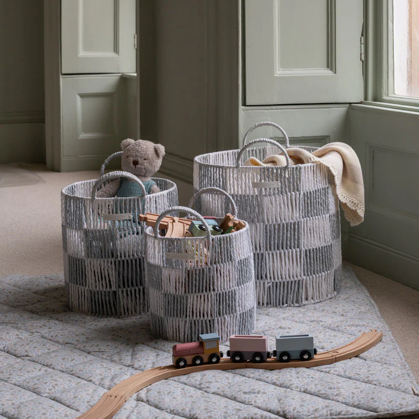 Checkerboard Small Storage Basket (Powder Blue) - Image 3