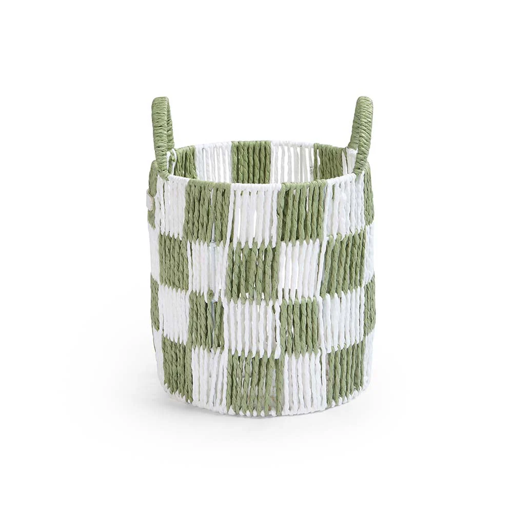 Checkerboard Small Storage Basket (Sage) - Image 3