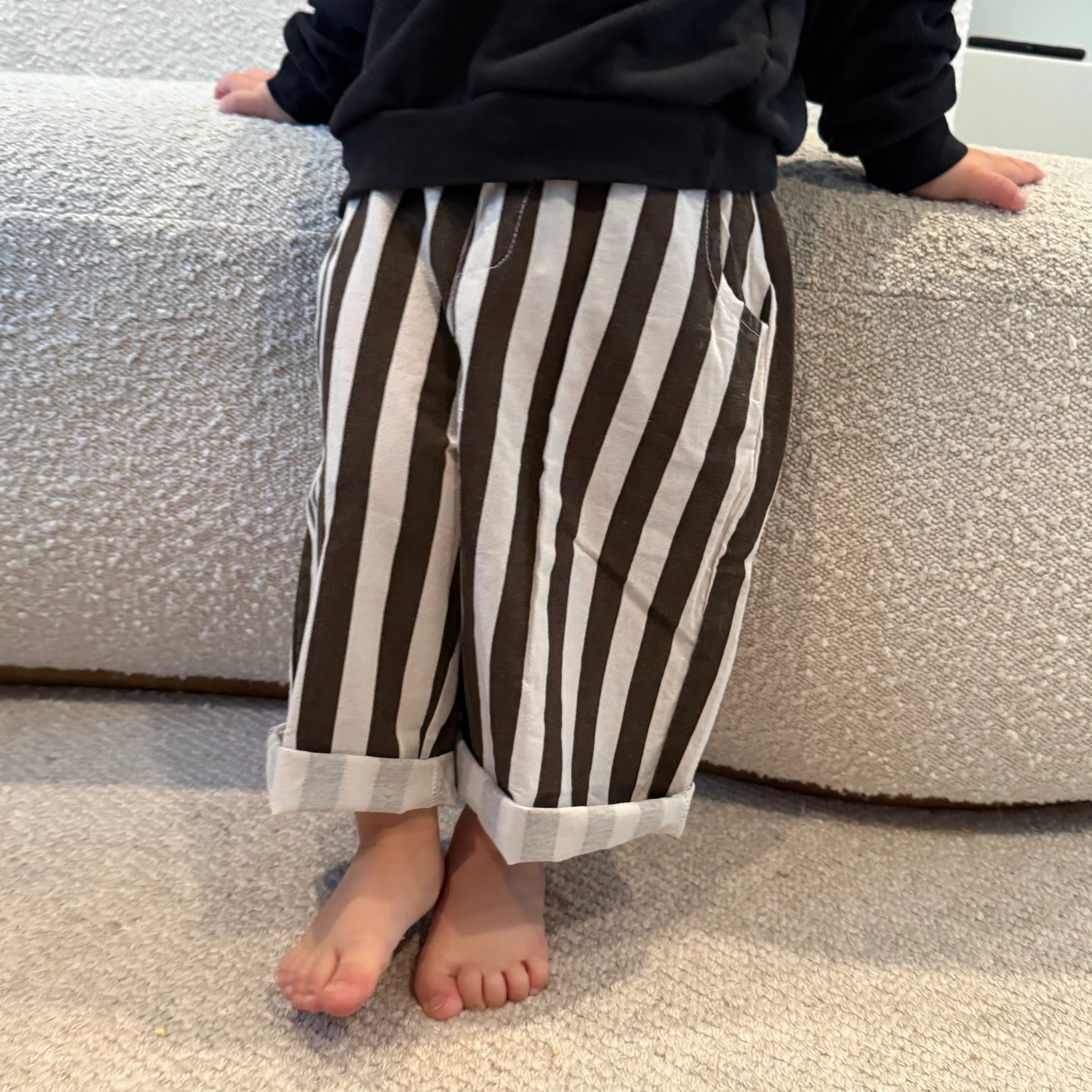 Soren Striped Wide Leg Cropped Cotton Trousers (Cocoa) - Image 5