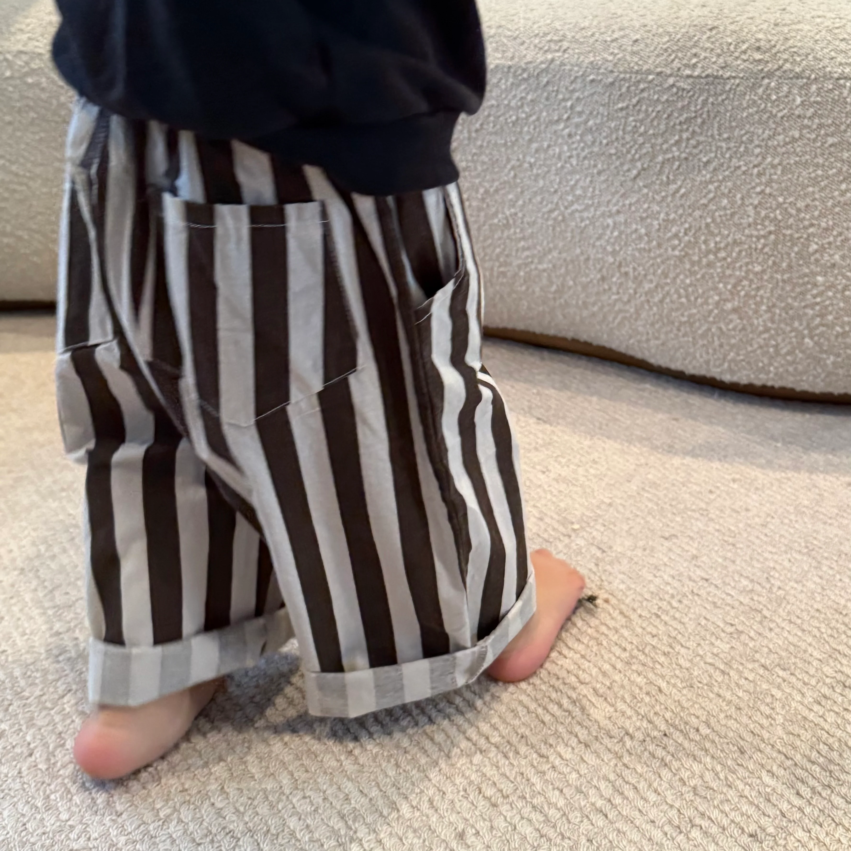 Soren Striped Wide Leg Cropped Cotton Trousers (Cocoa) - Image 6