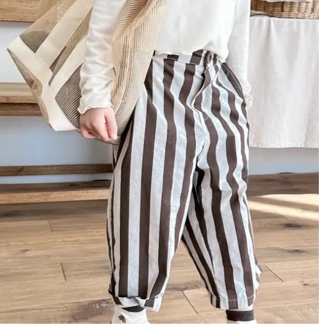 Soren Striped Wide Leg Cropped Cotton Trousers (Cocoa) - Image 7