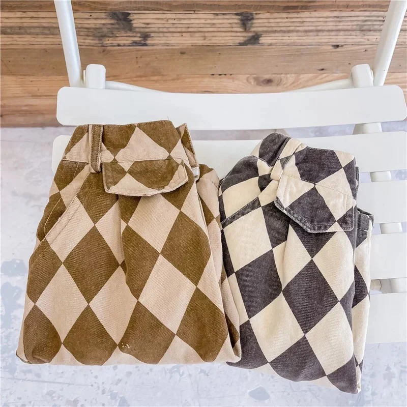 Neve Diamond Checkerboard Jeans (Mocha) - Image 5