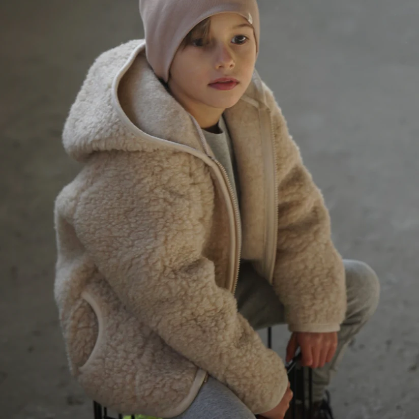 Ciara 100% Wool Hooded Coat (Biscuit) - Image 3