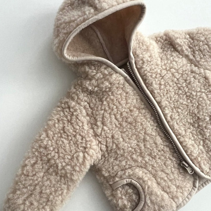 Ciara 100% Wool Hooded Coat (Biscuit) - Image 9